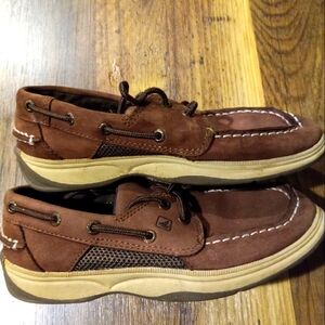 Sperry Deck Shoes/ moccasins. Youth Size 2.5. Dark brown and tan soles